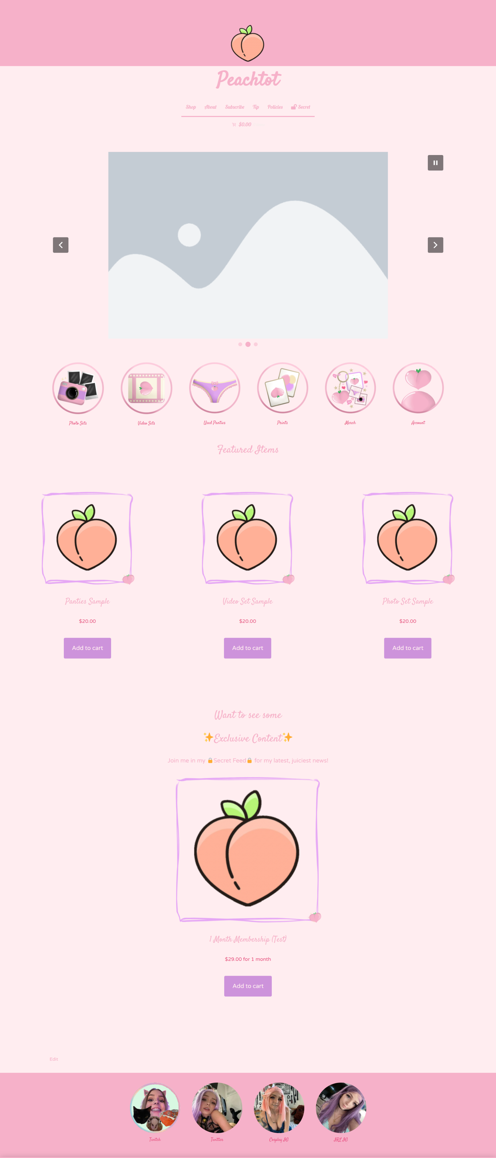 Adult e-commerce website for Peachtot